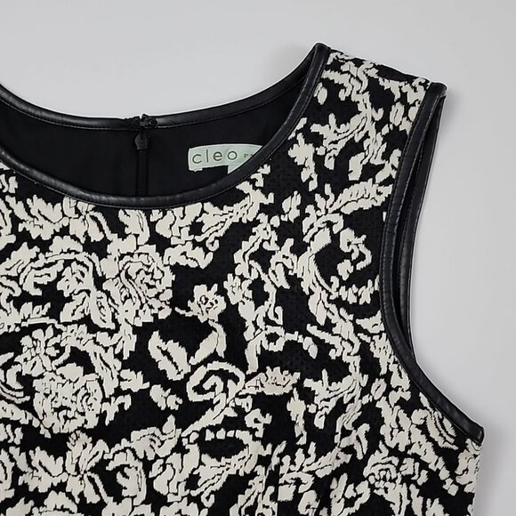 Cleo Petites Women's Sleeveless Black White Midi Dress Fit & Flare Stretch Sz 6 - Picture 5 of 14